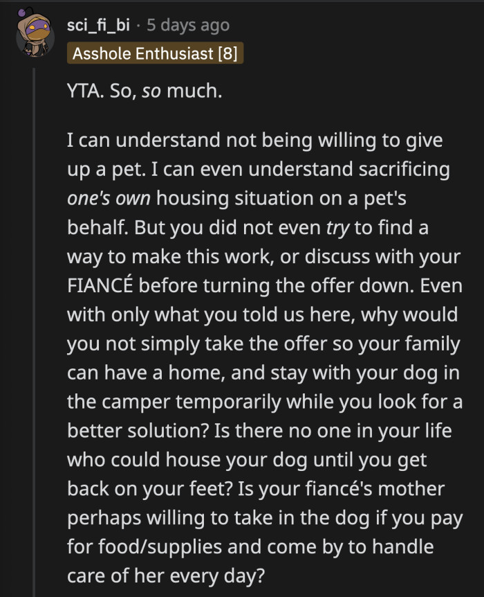 The least he could have done was talk to his fiancé about his dilemma as it affects their whole family, but no. Choosing the worst option is apparently the way to go.