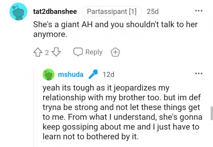 You should not talk to her anymore.