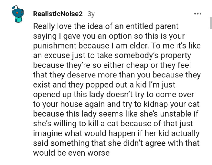 Giving an option and attaching a punishment because they are elder