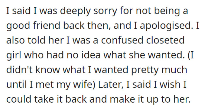 OP was sorry and apologized. She wanted to take everything back and make it up to Anne.