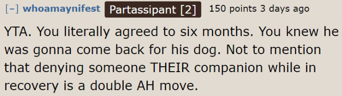 The Original Poster (OP) is the One Breaking the Agreement.