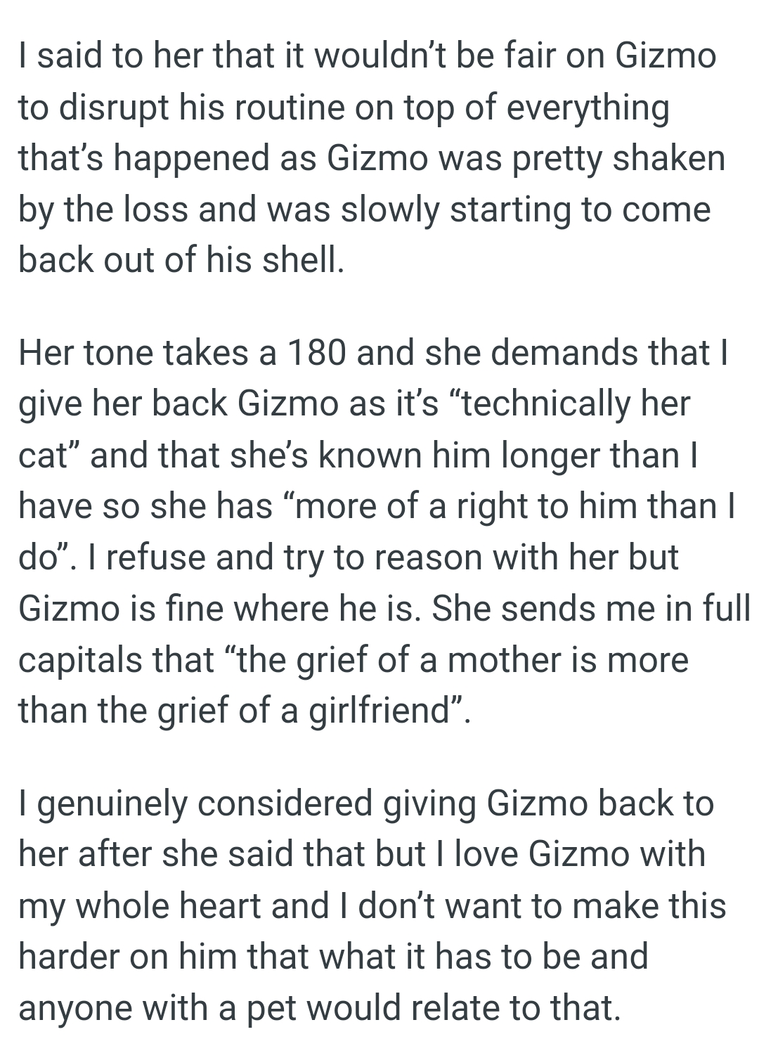 She has “more of a right to him than I do”