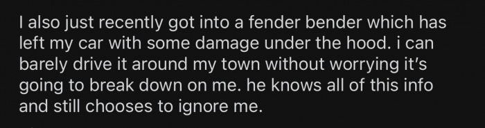 OP's friend chooses to ignore all the problems OP is dealing with.