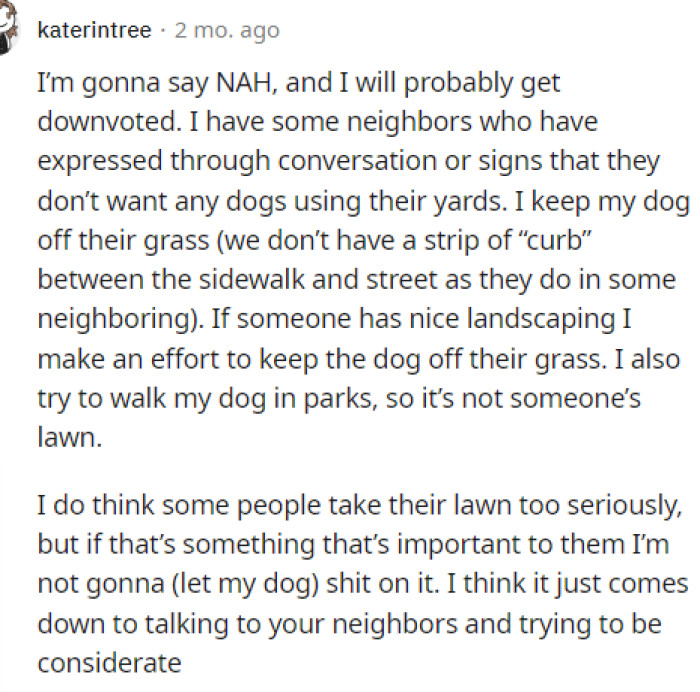 This person said that there's no a**holes here, even though they mentioned that they'd probably get downvoted for their response.