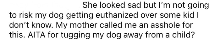 Now the OP is wondering if she's an a**hole for making the little girl sad.