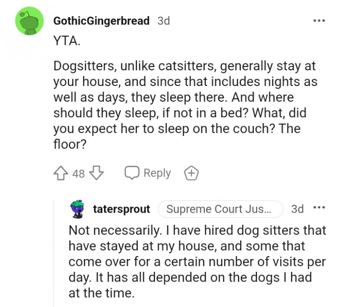 Did you expect her to sleep on the couch?