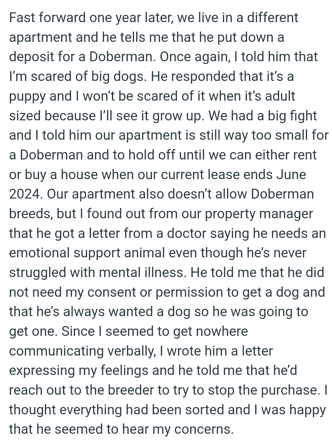 OP's husband gets a dog