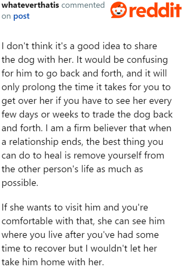 It's not ideal for the dog to go back and forth between two places. It would be too stressful for the OP's beloved pet.