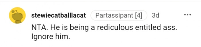 8. This Redditor advices the OP to ignore him