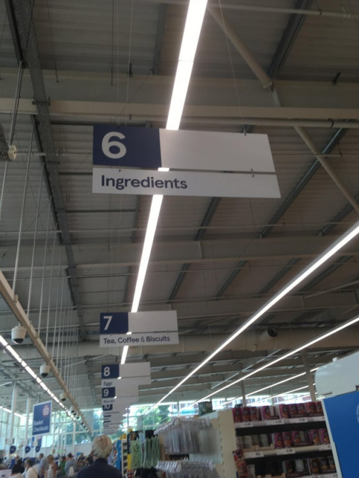 7. “This incredibly unspecific supermarket aisle sign”