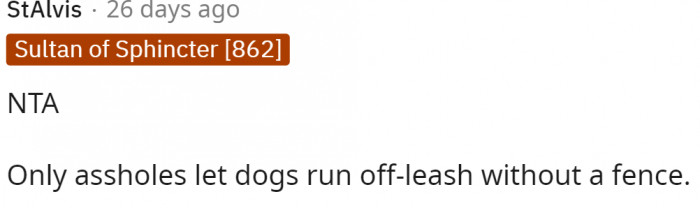 It wasn't long before the first comment rolled in, calling her NTA.