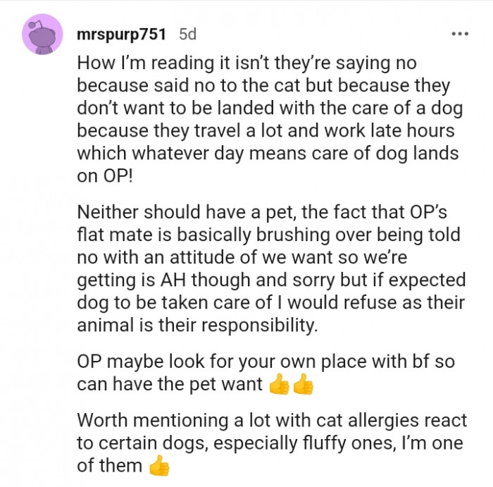 This Redditor would refuse as their animal is their responsibility