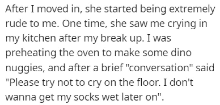 One of OP's roommate's has been rude to her ever since she moved in
