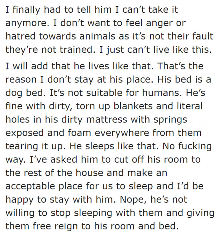 OP has had enough, but her boyfriend is just so inflexible.