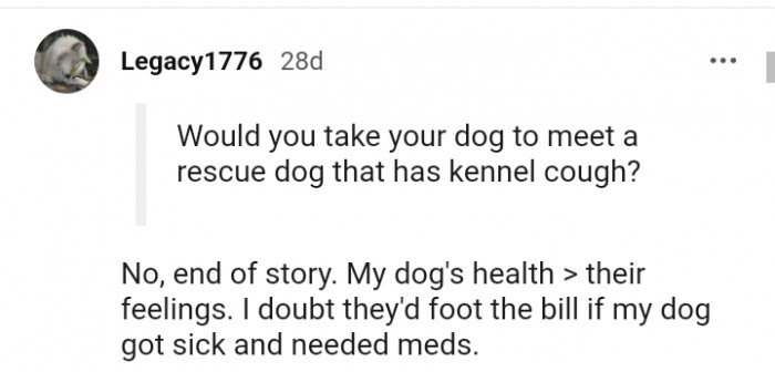 My dog's health comes first