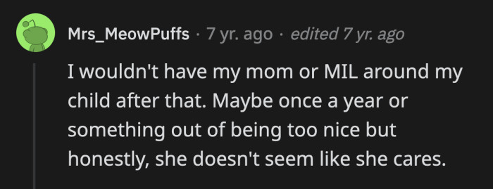 MIL can't even acknowledge her dog's dangerous behavior. She shouldn't be trusted around OP's baby again.