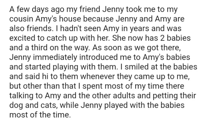 Jenny immediately introduced the OP to Amy's babies