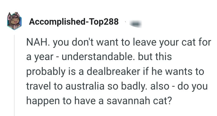 It's understandable that the OP doesn't want to leave her cat