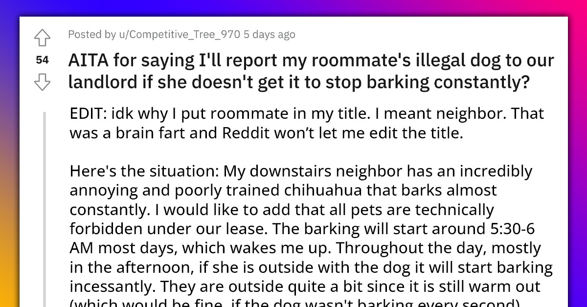 Redditor Intends On Reporting Neighbor's Illegal Dog To The Landlord If