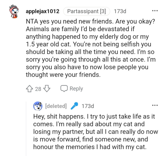 The OP's not being selfish, and she can take all the time she needs