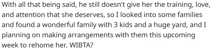 OP found a wonderful home for the puppy and wants to give it away without her husband knowing