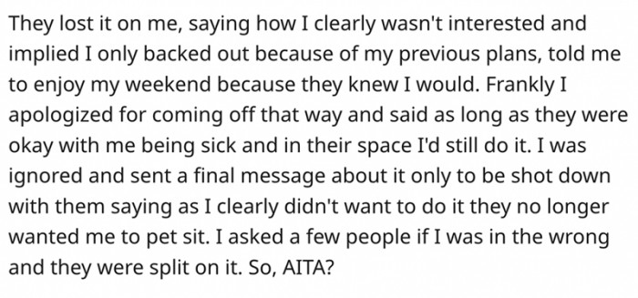 I was ignored and sent a final message