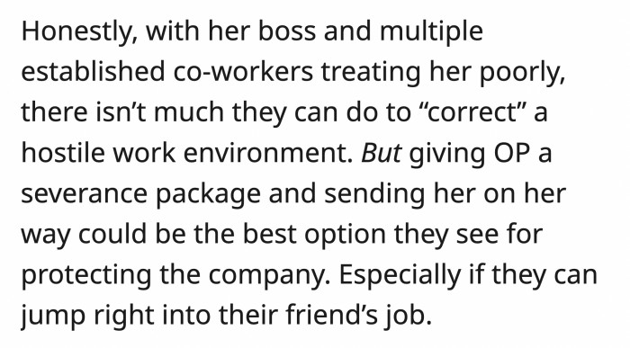 to turn the toxic personality of the boss, OP should still be protected