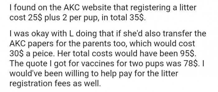 How much registering a pup would cost