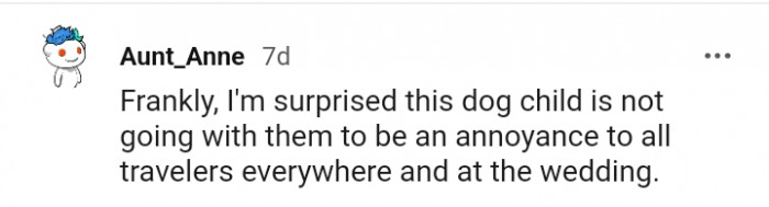 8. This dog child is not going with them?