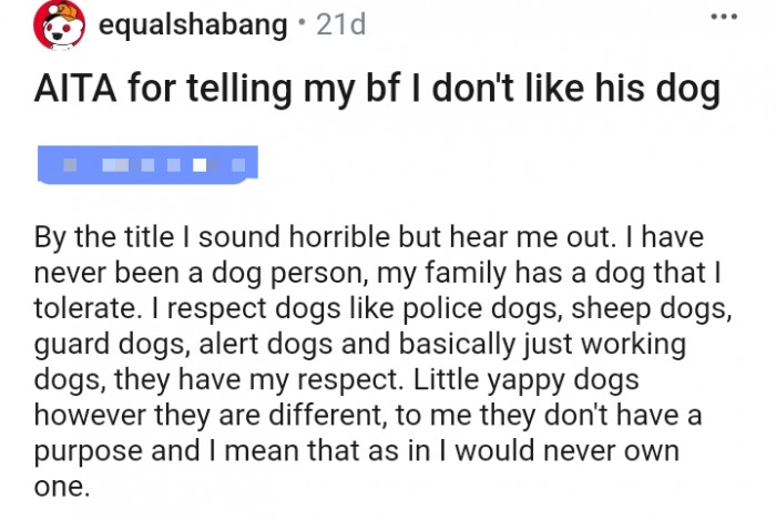 The OP knows that she sounds horrible but hold on and hear her out first