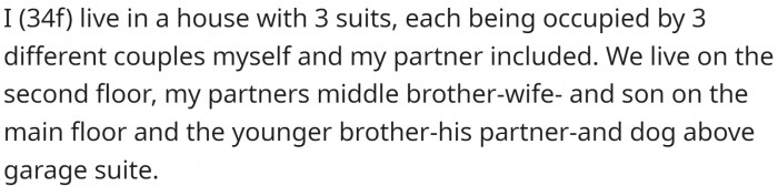 Three brothers with their families in one multi-level house. With that many family members living so close to each other, you can’t ever be bored.