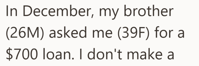 It all started with a holiday money request she knew she couldn’t comfortably meet.