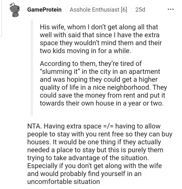 Redditor Refuses To House Cousin In His Spacious Home Due To Their