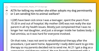 Reddit User Tells Mom To Adopt Her Dog Or She Will Send It To A Shelter