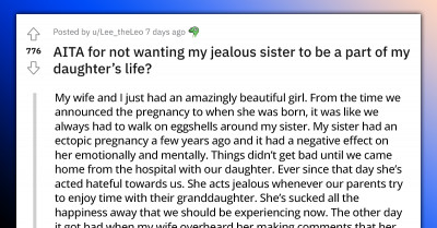 Man's Jealous Sister Compares His Newly Born "Amazingly Beautiful Girl" To A Dog, Gets Excluded From Being Part Of Her Life