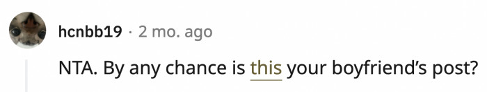 By some twist of Reddit fate, someone found a post eerily similar to OP's situation