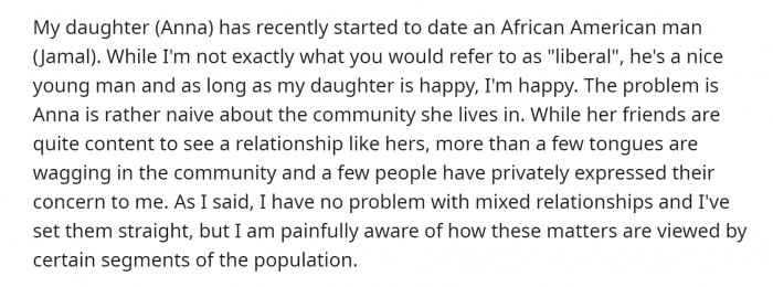 He explained that his daughter, Anna, is in a happy relationship with Jamal who is African American.