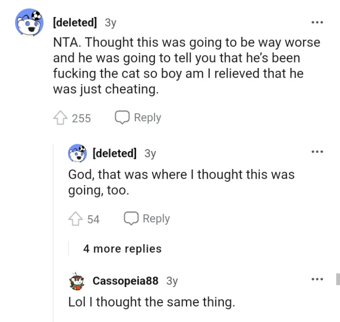 This Redditor is relieved that he was just cheating