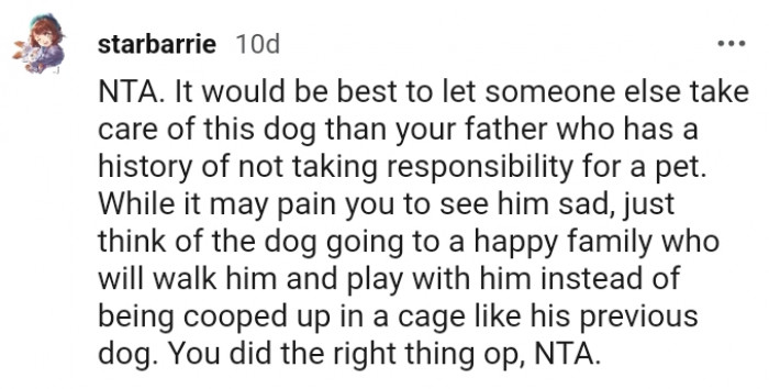 7. Think about the dog going to a happy family