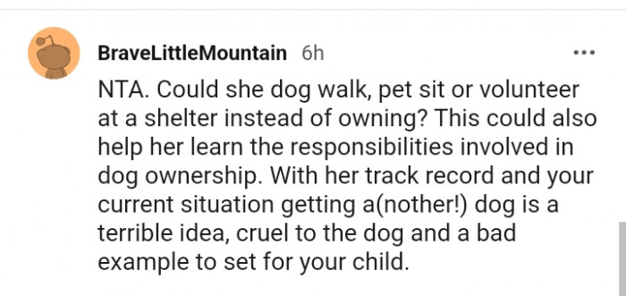 This could also help her learn responsibilities