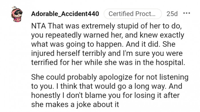 10. She Should Apologize for Not Listening to You
