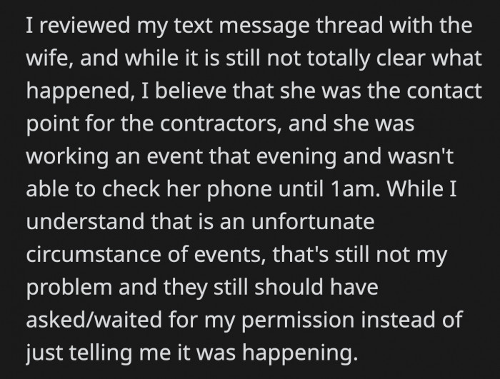 Katherine had to work late and didn't have time to notify OP. Understood. Still, what they did wasn't right and they shouldn't get a pass for it.