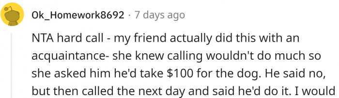 Redditor discussion about waiting before approaching neighbors to adopt the puppy.