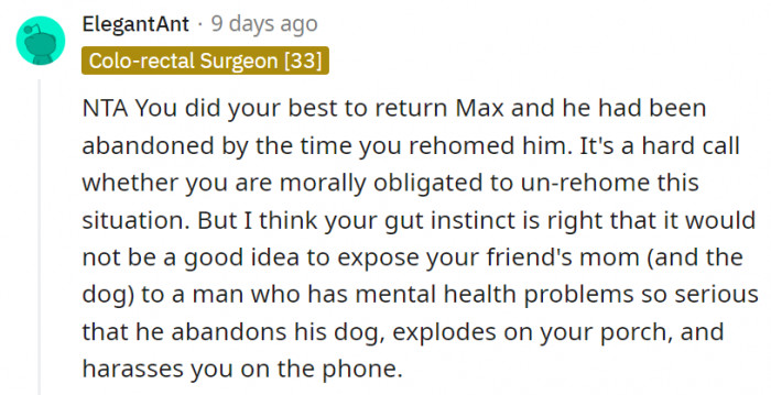 15. The dog is better off in its new home