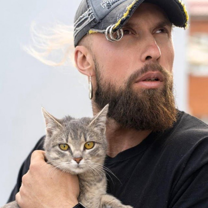 Alexei and his feline friend