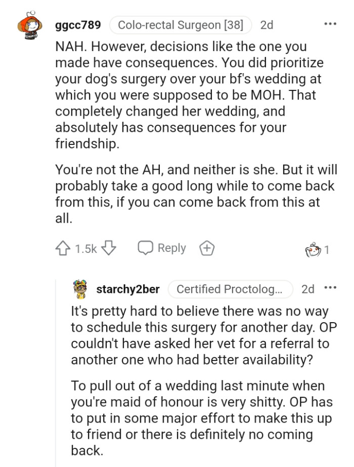 The OP is not the AH, neither is her best friend