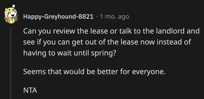 Is There Any Way for OP to Get Out of Her Lease Right Now?