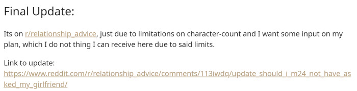 He posted a final update for everyone where people can see more information about the situation and what's going on.