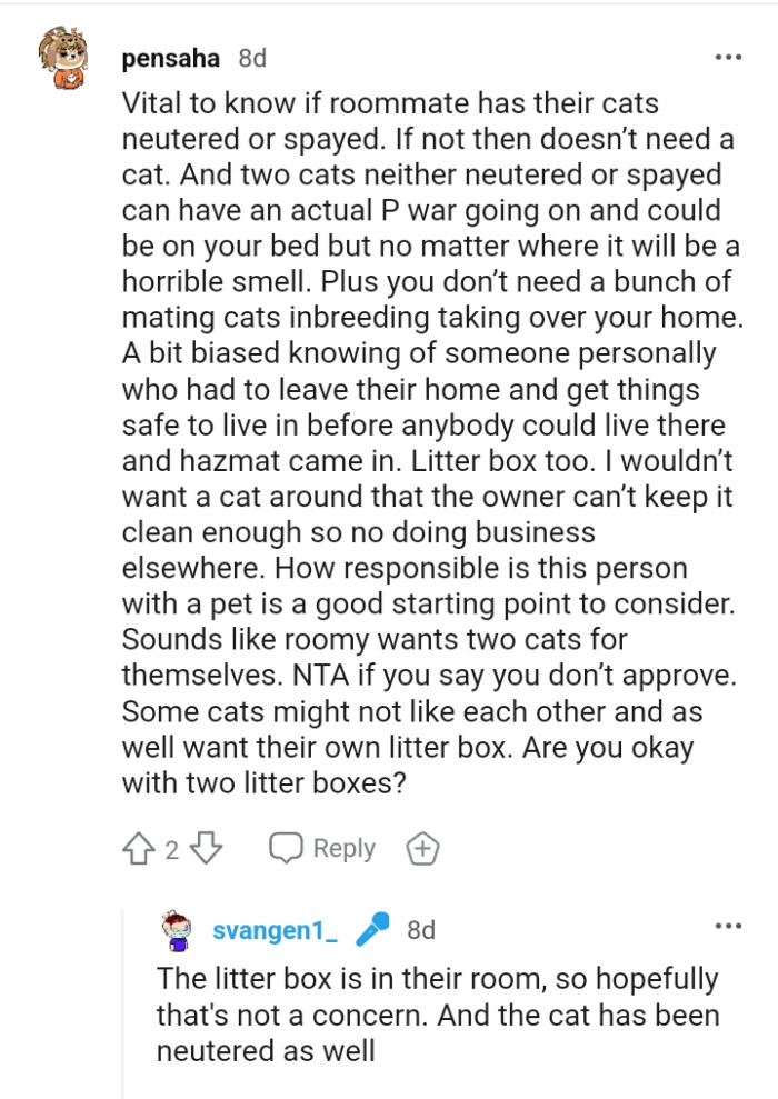 How responsible the roommate is with a pet is a good starting point