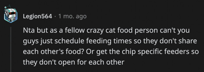 Can OP and Her Roommate Come to an Agreed Feeding Schedule for Their Cats to Avoid Any Food Sharing?